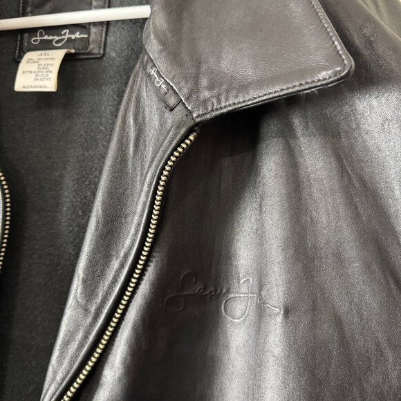Sean Jean Vintage Men's Full Zip Leather Bomber Jacket Size XXL - Picture 10 of 13